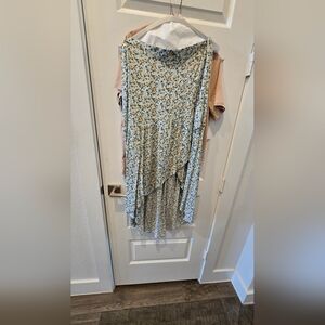 Floral Asymmetrical Skirt & Shirt